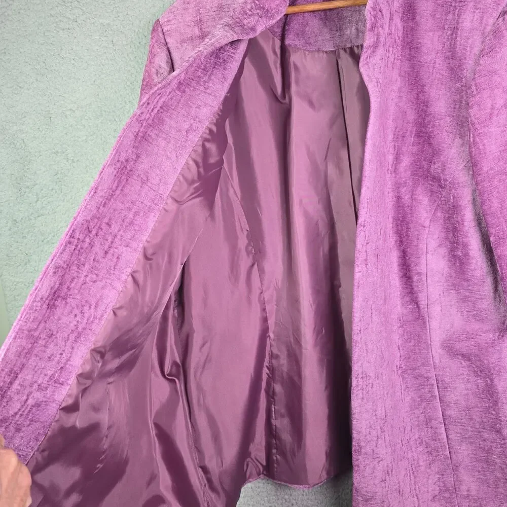 Koret Woman Jacket Purple 26W Textured Tapestry Open Front Career